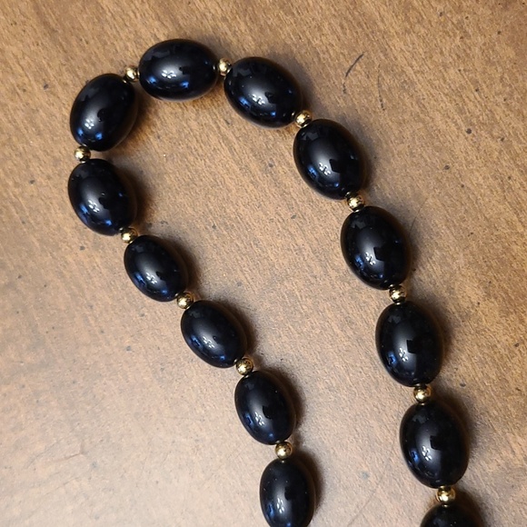 Monet Black Beads Necklace, Signed - Picture 5 of 5